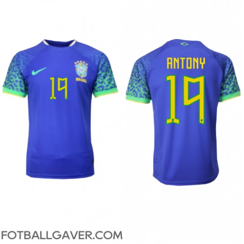 Brasil Antony #19 Fotballklær Bortedrakt VM 2022 Kortermet